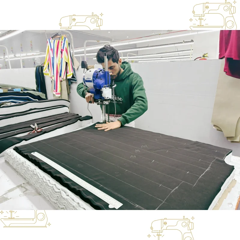 Fabric cutting in preparation for garment production