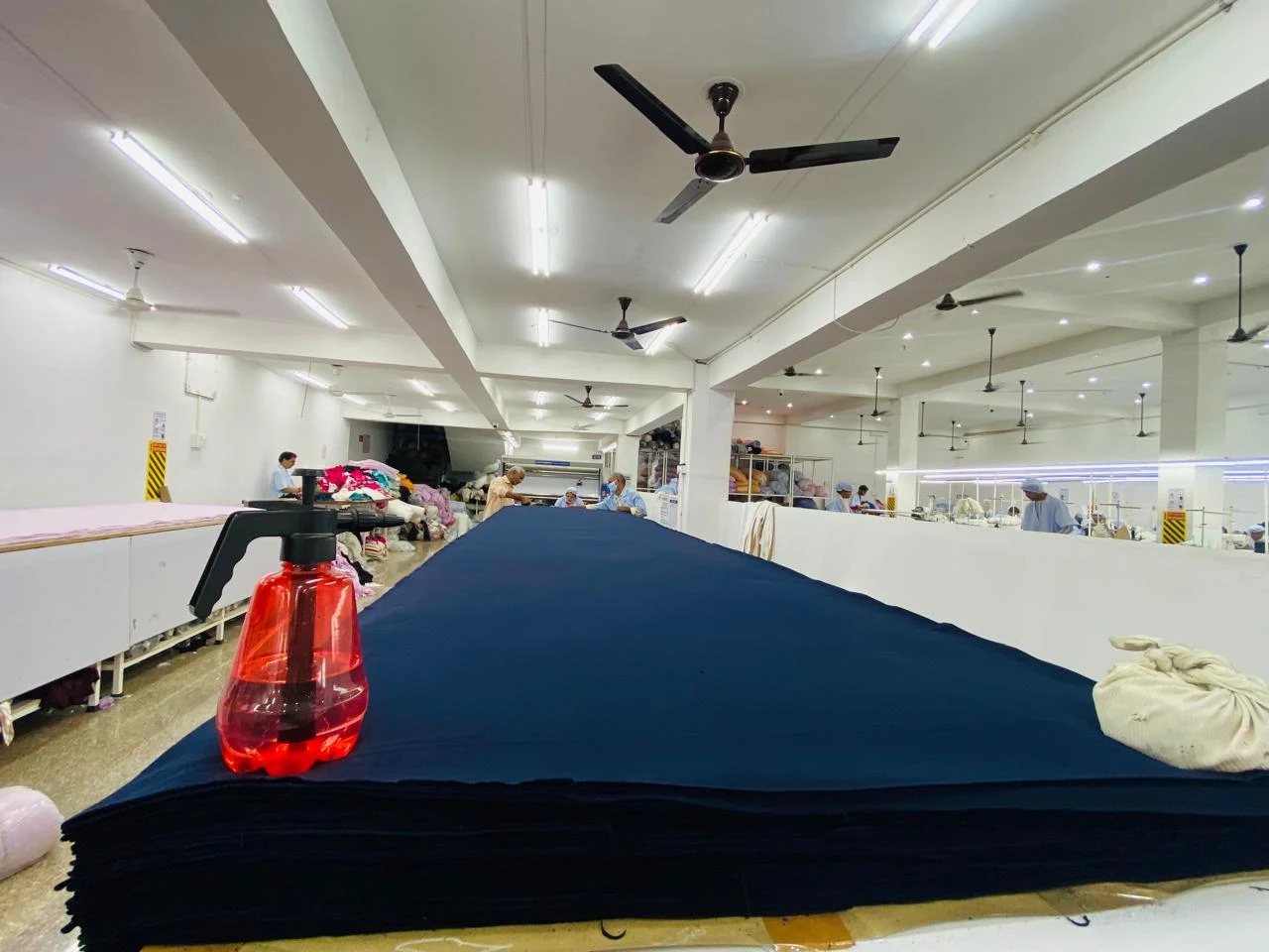 Layered fabric prepared on the cutting table